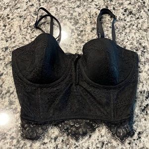 Dream angels 32C black lace corset bustier crop top Victoria’s Secret
